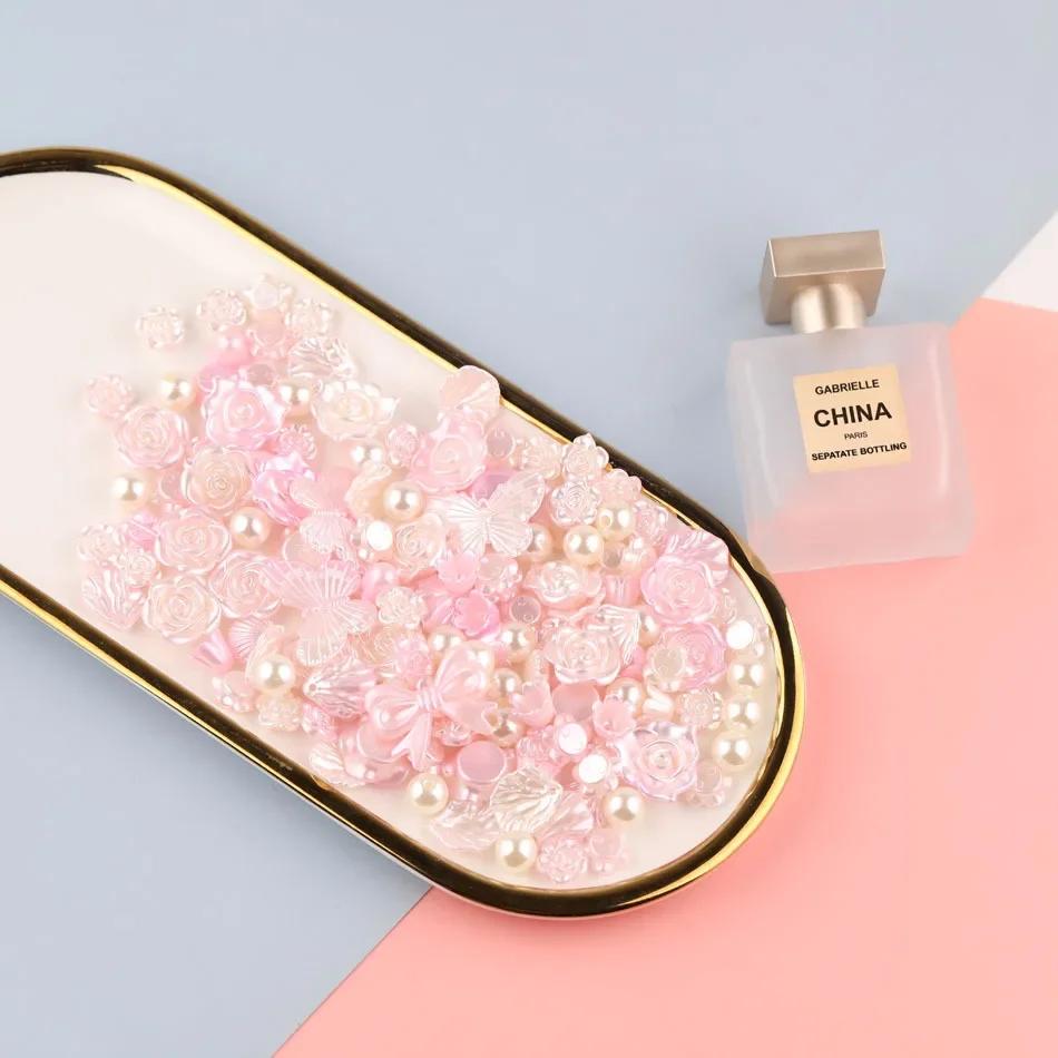 

50 г Барокко Красивый Цветной Бант Бабочка Цветок Жемчужина Материал Упаковка Девушка Сделай Сам Ручной Работы Кремовый Гелевый Чехол Для Телефона Заколка Украшения