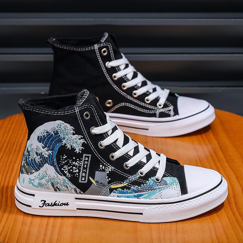Autumn new men's canvas shoes high-top shoes men's casual cloth shoes trendy versatile fashion men's shoes