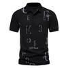 Slim Fit Polo Shirt for Summer Men's Business Casual Letter Printed Fashion Short Sleeved Lapel T-shirt