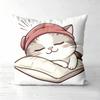 Cute Cartoon Cat Print Square Throw Pillow Covers Pattern Cushion Cover Suitable For Sofa Bedroom Car Pillow Cover