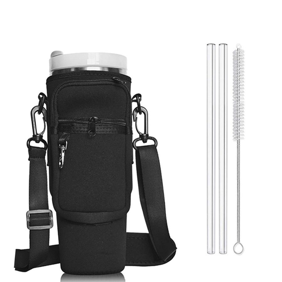 Water Bottle Carrier Bag with Phone Pocket for Stanley Cup 40oz Water Bottle Bag with Adjustable Strap Stanley Cup Accessories
