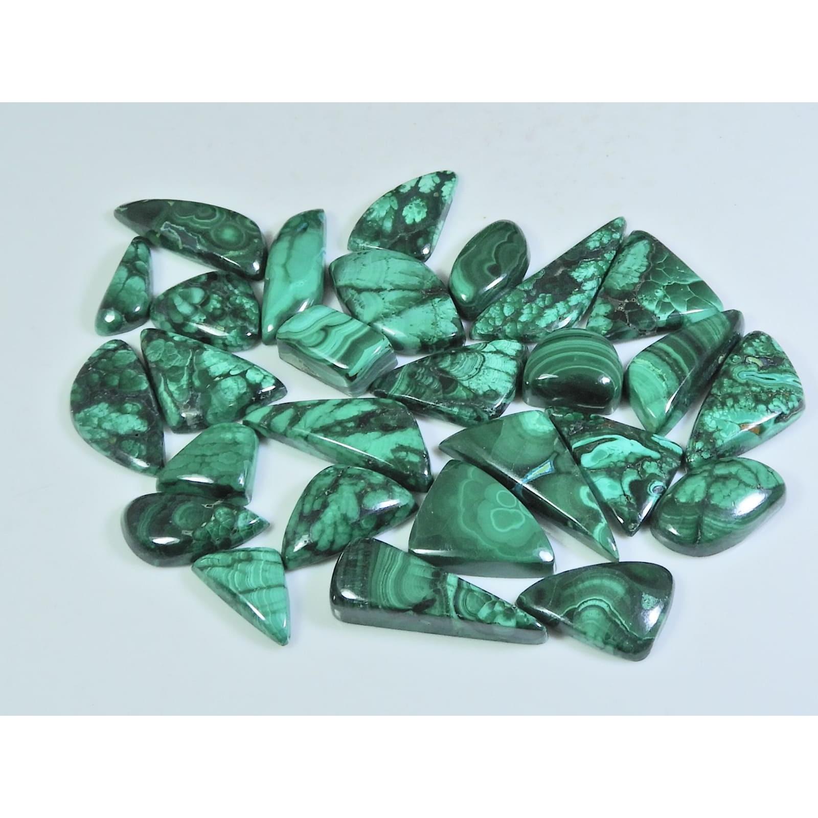 

244Cts. Natural Green Malachite Ring Size Fancy Cabochon Gemstone 27Pcs Lot C-263