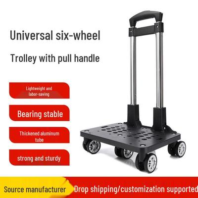 Universal Six-Wheel Airline Suitcase & Backpack Trolley Frame, Portable Folding Aluminum Alloy