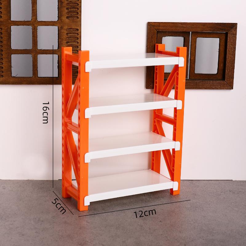 1PCS 1/12 Dollhouse Simulation Storage Shelves Warehouse Racks Model Dollhouse Mini Furniture Decoration Dolls House Accessories оранжевый