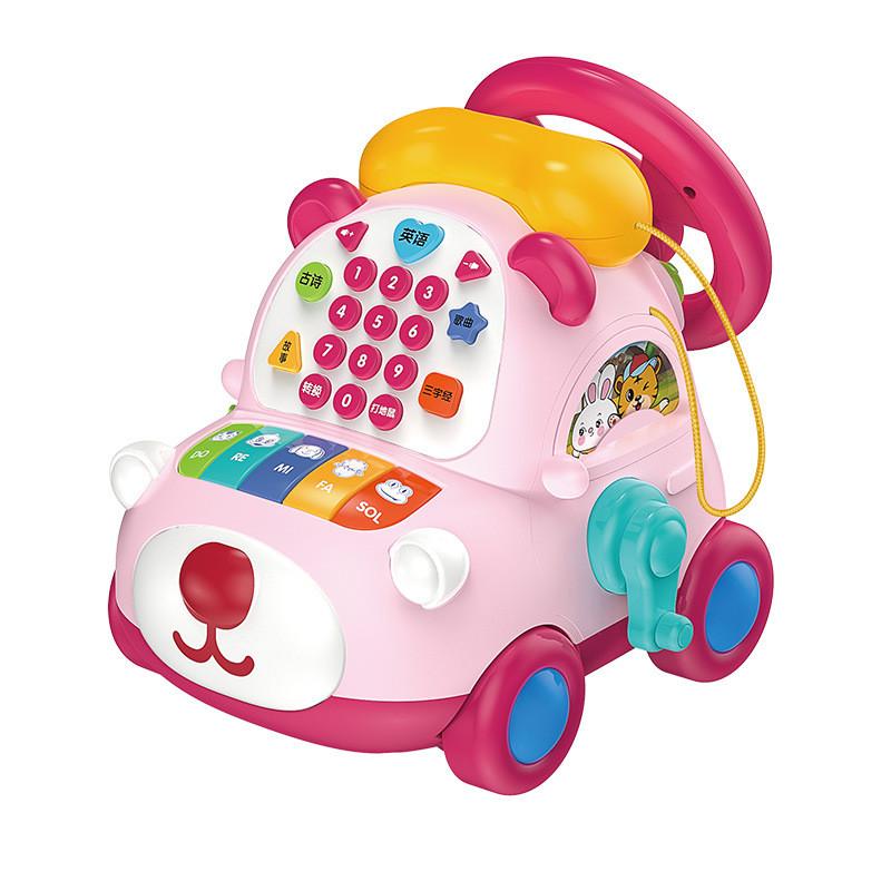 Baby Early Education Cartoon Bear Phone With Motorized Steering Wheel For Toddler Learning And Play