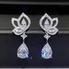 New High End Personalized Water Drop Design Earrings Inlaid With Zircon Geometric Zircon Light Luxury Elegant Charm Jewelry