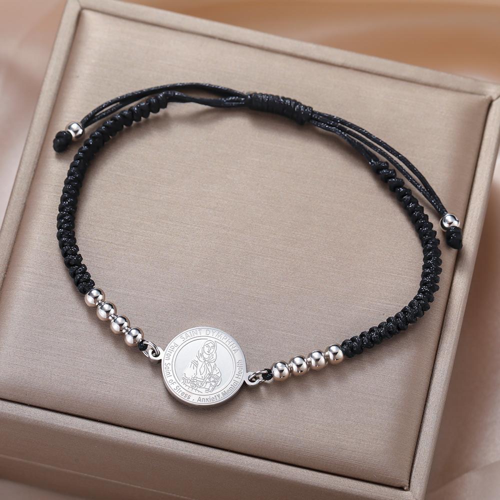 Dawapara Saint Dymphna Bracelet Religious Patron Amulet Mental Health Catholic Gift Stainless Steel Jewelry
