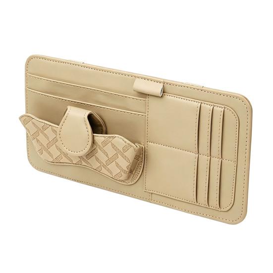 Leather Car Sun Visor Organizer Multi-Pocket Universal Car Accessory Wear-Resistant Car Storage Bag Safe Driving Design Quick Access for Cards