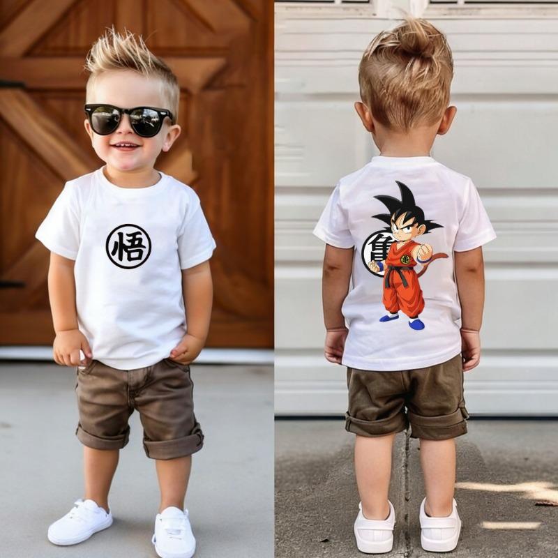 Dragon Ball T-shirt Boys Girls Clothes Fashion Goku Anime Figure Print Clothing Tops Kids Summer Breathable Tops Birthday Gift 110