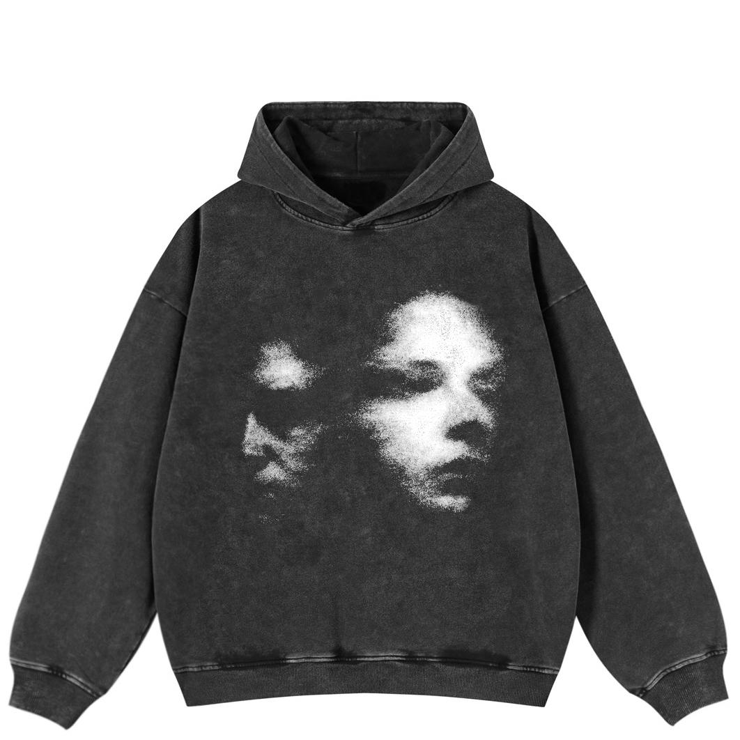 

Streetwear Silent Scream Graphic Side Pockets Pullover Unisex Oversized Washed Black Hoodie S чёрный