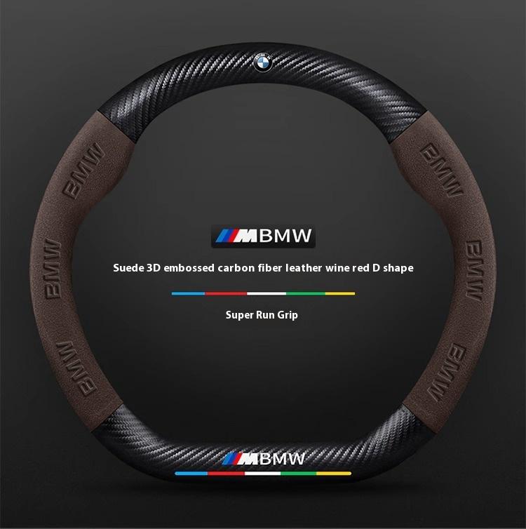 For BMW M X1 X3 X5 X6 G20 G30 E36 E39 E46 E87 E92 F10 F15 F20 F25 F30 Carbon Suede Leather Car Steering Wheel Cover Accessories