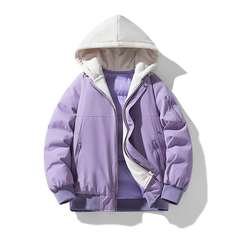 Warm fake two pieces, new autumn and winter coats, men's and women's trendy and versatile couples' clothing, hooded casual young student cotton