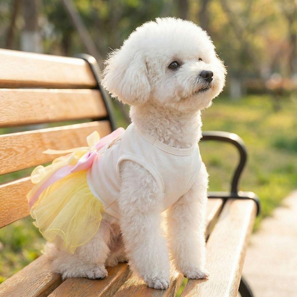 Bowknot Easter Dog Puffy Skirt Rabbit Pattern Dogs Mesh Fluffy Skirt  Easter Sunday