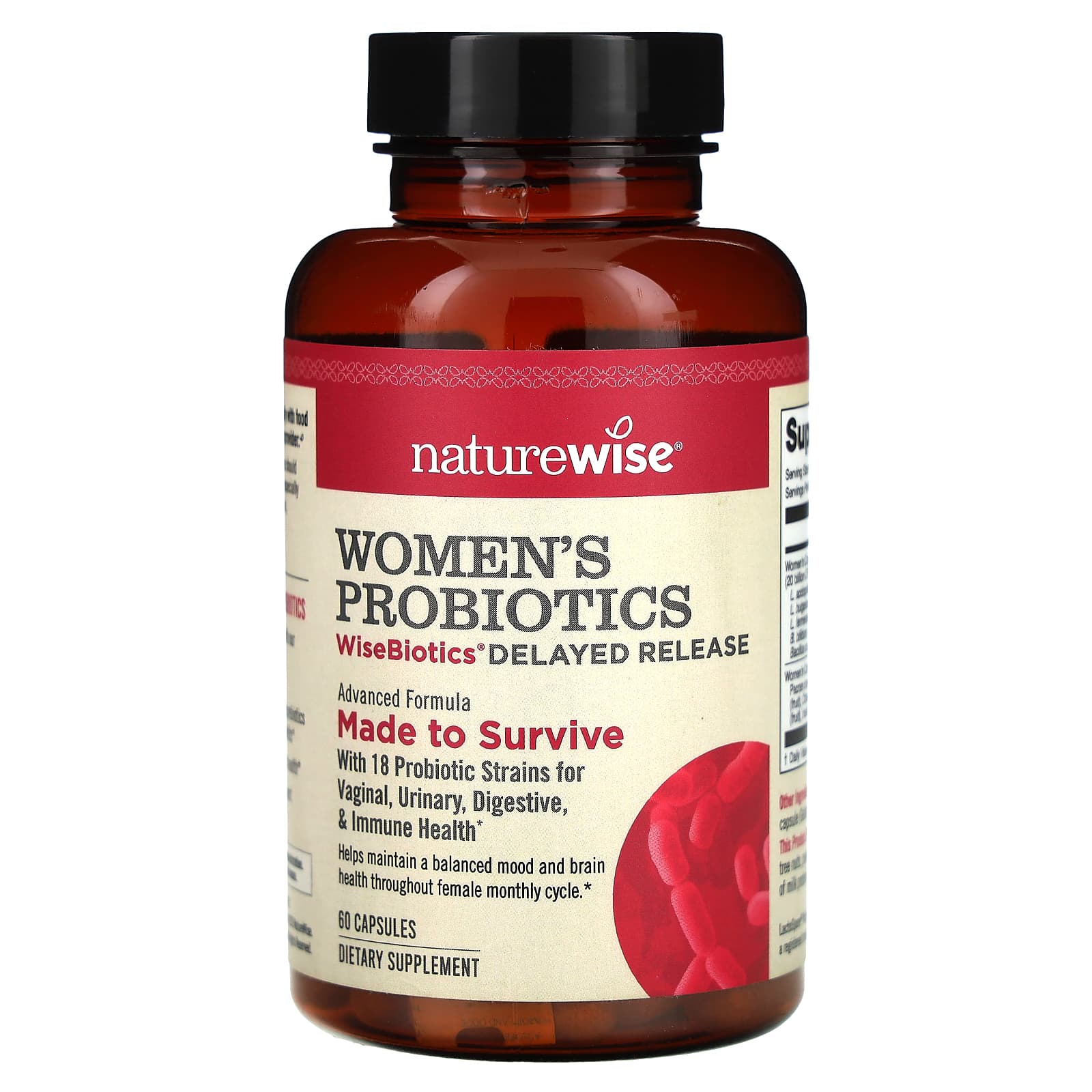 

NatureWise, Жіночий пробіотик, WiseBiotics із затримкою вивільнення, 60 капсул