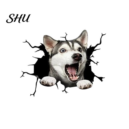 Car Body Sticker Funny Stickers Realistic Exquisite Pattern Simulation Pet Crack Design 3D Trim Effect Decorate Eye-catching Cute Window for