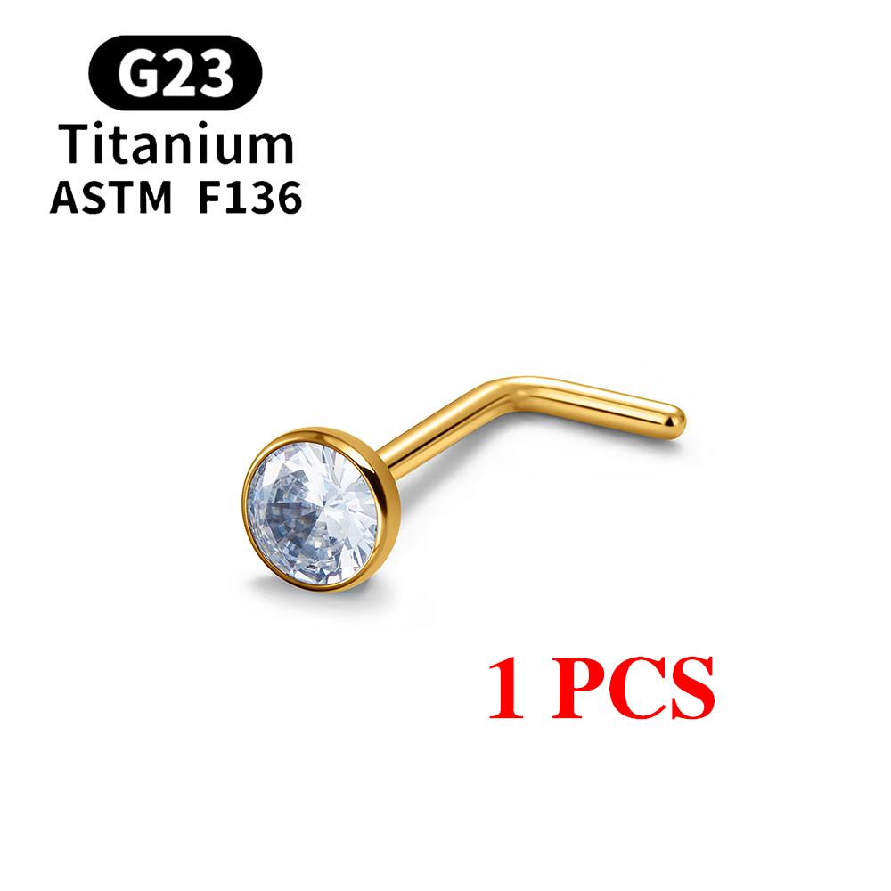 1/10PCS ASTM F136 G23 Titanium Piercing Nose Stud 20G L-Shape Nariz Studs With Zircon 2-3mm Nose Rings Nostril Piercing Jewelry