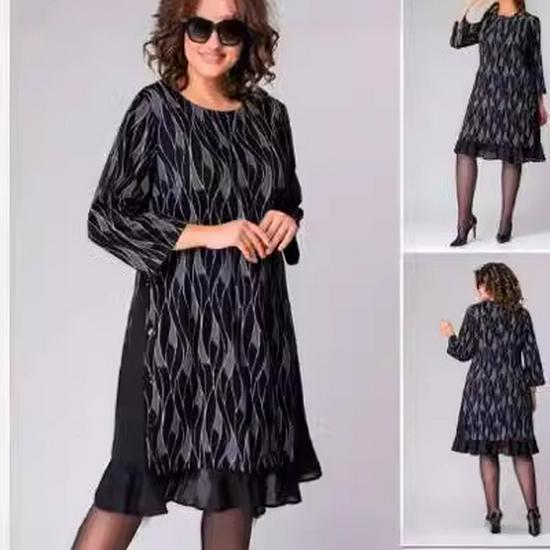 2023 Women's Plus Size Three-Quarter Sleeve Dress