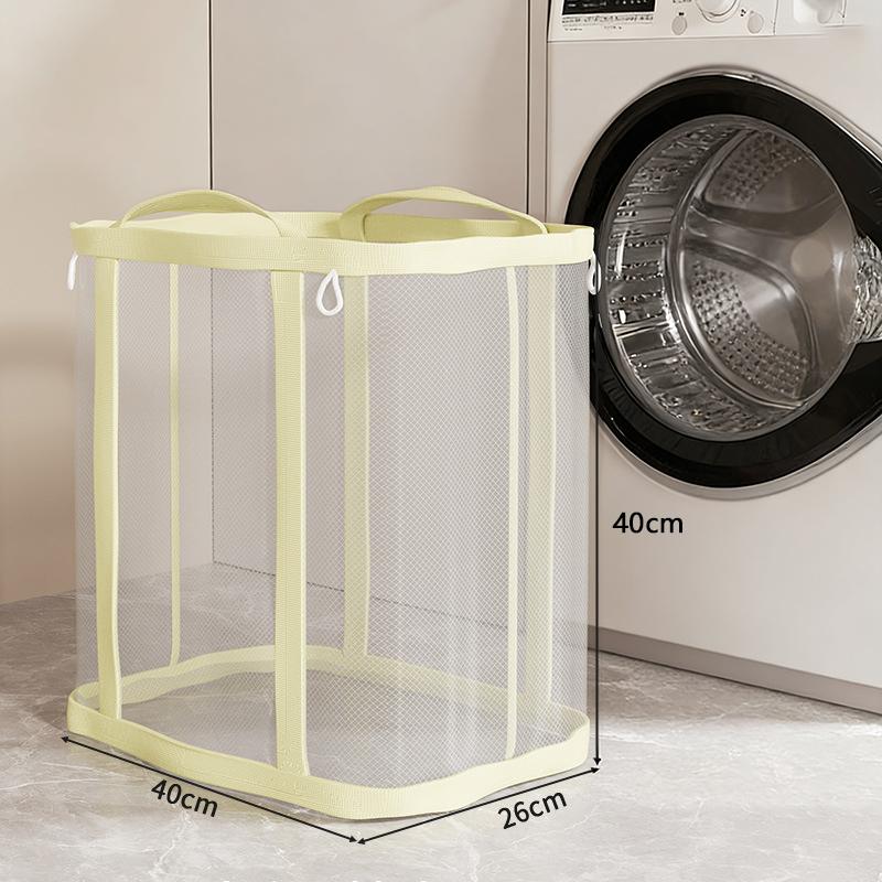 Breathable Mesh Laundry Basket Large Capacity Foldable Wall-Mounted Dirty Clothes Organizer Bag Bathroom Laundry Basket