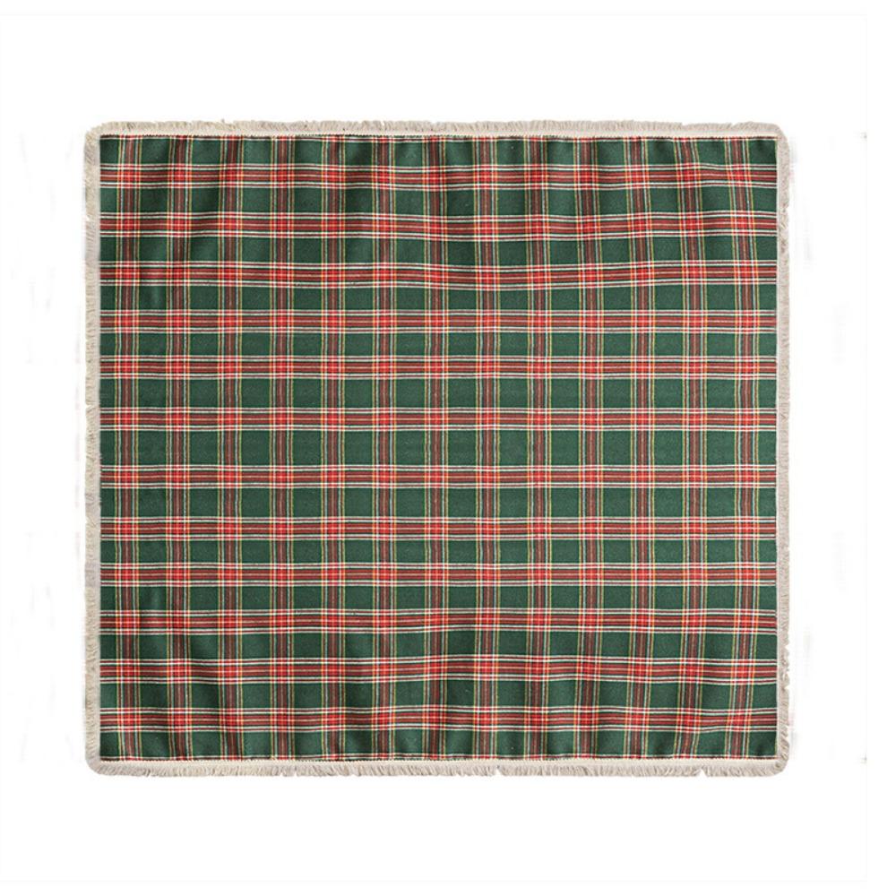Christmas Slipcover Red Green Plaid Sofa Cover Non Slip Full Cover Fringe Retro Holiday Decor
