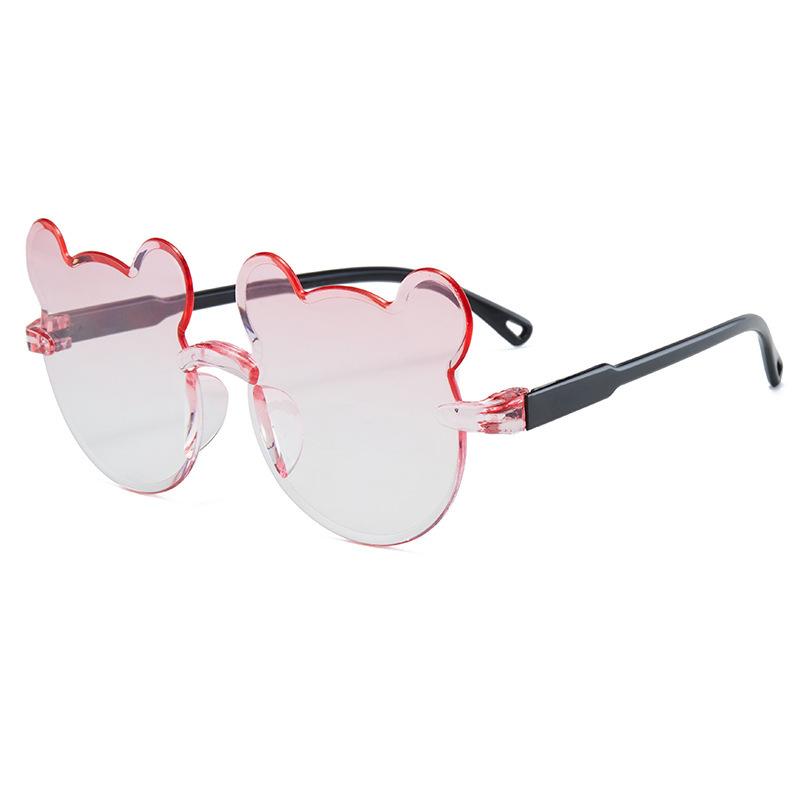 Cute Bear Shape Kids Sunglasses UV400 Protection Rimless Gradient Sun Glasses for Boys Girls Children Outdoor Anti-UV Eyewear