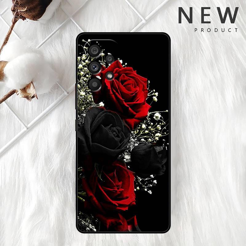 Bright Red Rose Flowers Case For Samsung Galaxy A54 A52 A14 5G A53 A12 A13 A71 A23 A34 A33 A21s Phone Cover