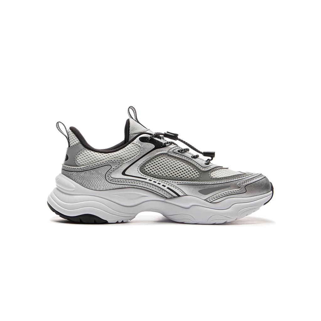 Li Ning Kids Sports Lifestyle Series Soft Lightweight Shock Absorption Rebound Low-Top Casual Shoes Kids Sneaker Silver Light-Gray YKCV074-3