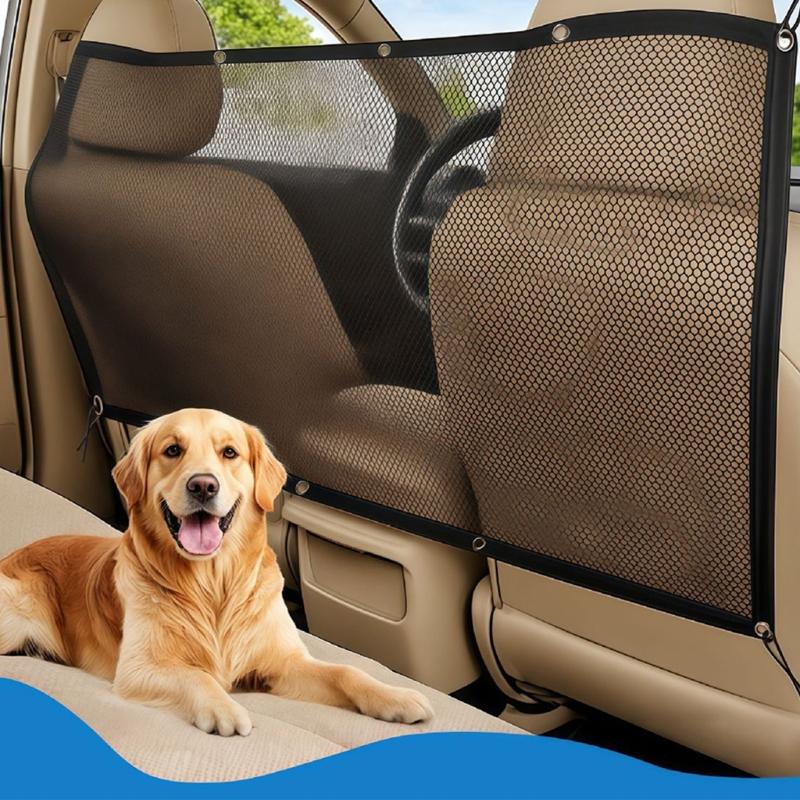 Quick Install Car Seat Barrier Netting Prevents Pet Intrusions Front Seat Protection Adjustable Straps Secure Fixing