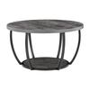 Coffee Table, Modern Round Coffee Table, 2 Tiers Wooden Circle Center Desk with Open Storage, Minimalist Sturdy Metal Frame Accent End Desk for Living