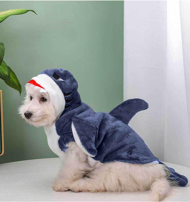 3D Shark Pet Costume for Small Dogs & Cats - Autumn/Winter & Halloween Wear