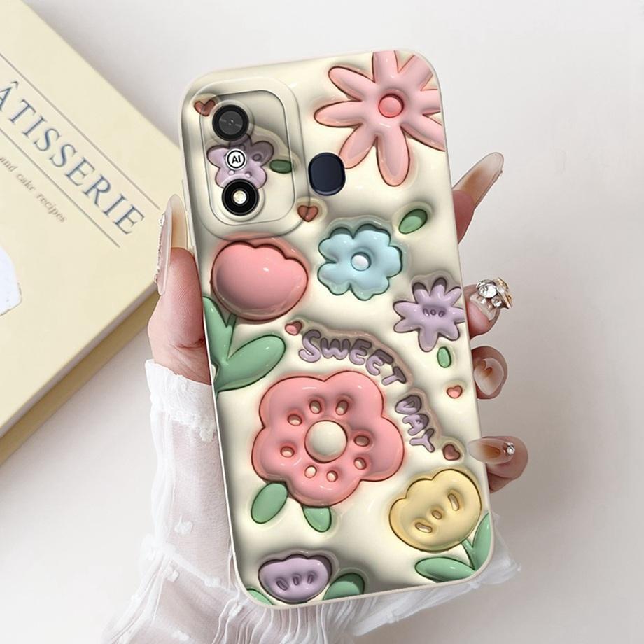 For Itel A27 A48 A25 A35 A48 A60 A60s A70 A04 Case Aesthetic Cartoon Panda Rabbit Pattern Camera Protection Matte Soft Cover