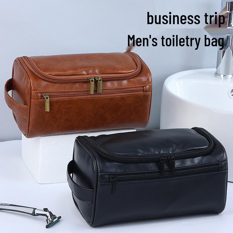 Men's Large Waterproof PU Toiletry Bag - Travel Cosmetic Organizer