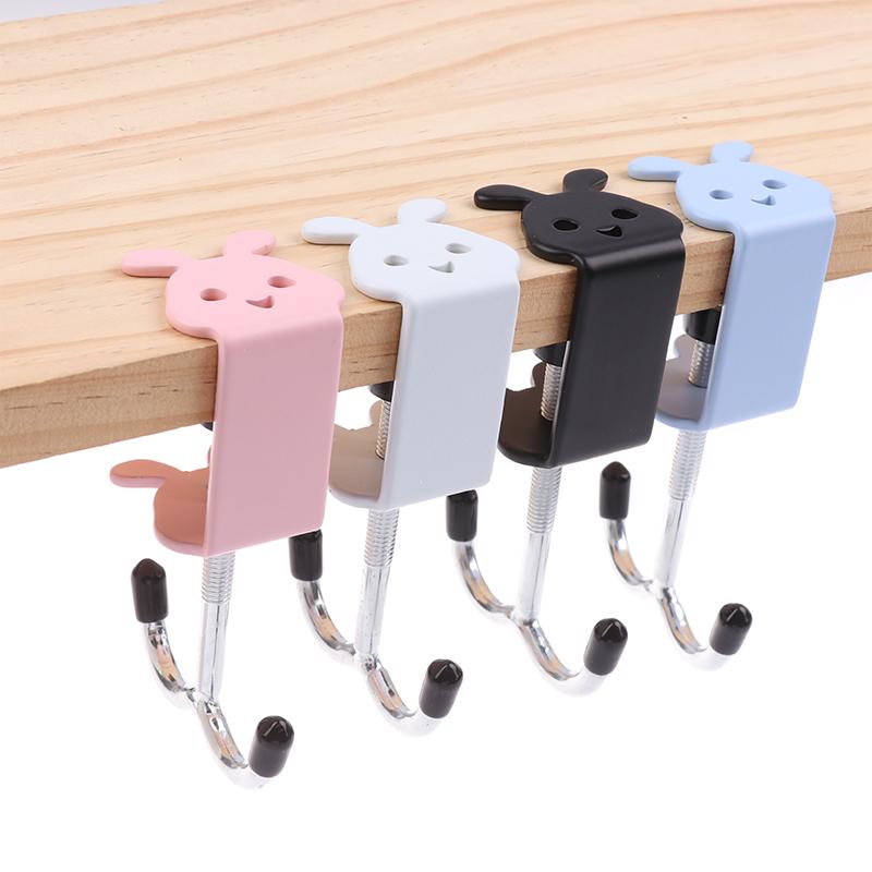 Cute Rabbit Desk Bag Hook Table Side Hanging Hook Adjustable Storage Hooks Headphone Backpack Desk Hanger Punch-Free