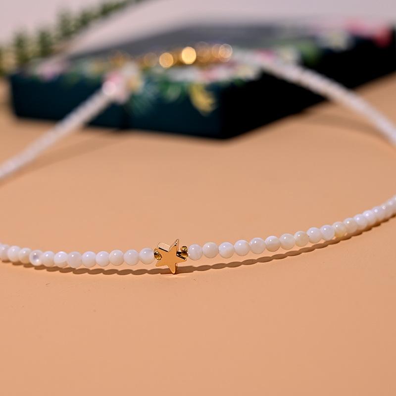 Natural Shell Beads Love Necklace Women s Handmade Stainless Steel Necklaces Fashionable and Versatile Love Pendant Necklace