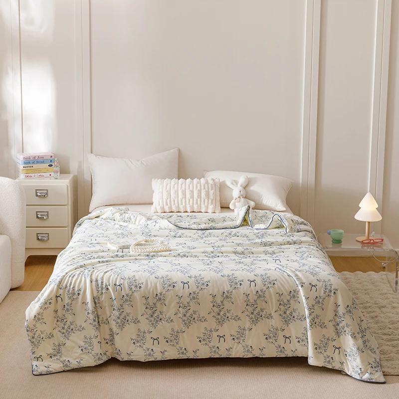 Cool Summer Quilt - Class A Milk Silk & Knitted Cotton (20% Soybean, Ultra-Soft Air-Con Bedding)
