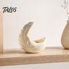 Warm Touch Home Accessory 3D Printed Feather & Crescent Moon Trinket Dish, Silk White Matte Decorative Design Storage Bowl, Artistic Multi-Functional