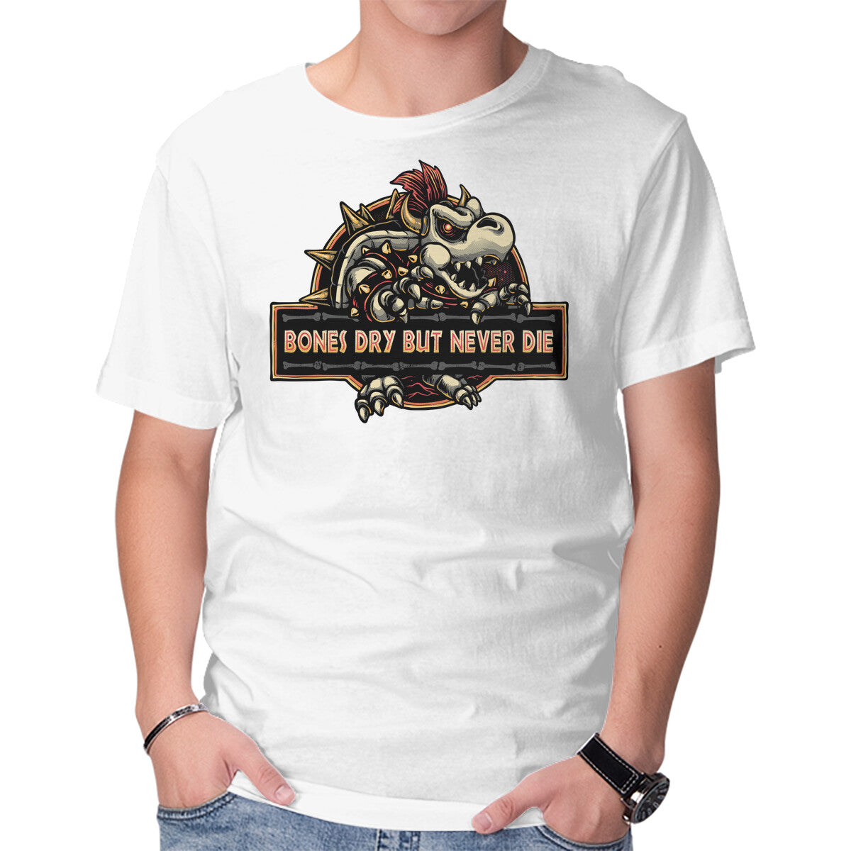 Unisex Crew Neck T-Shirt Bones Dry But Never Die Graphic Short Sleeve Casual Tee XL