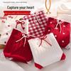 Women's Korean-Style Red Mid-Waist Sweet Triangle Shorts, Plus Size