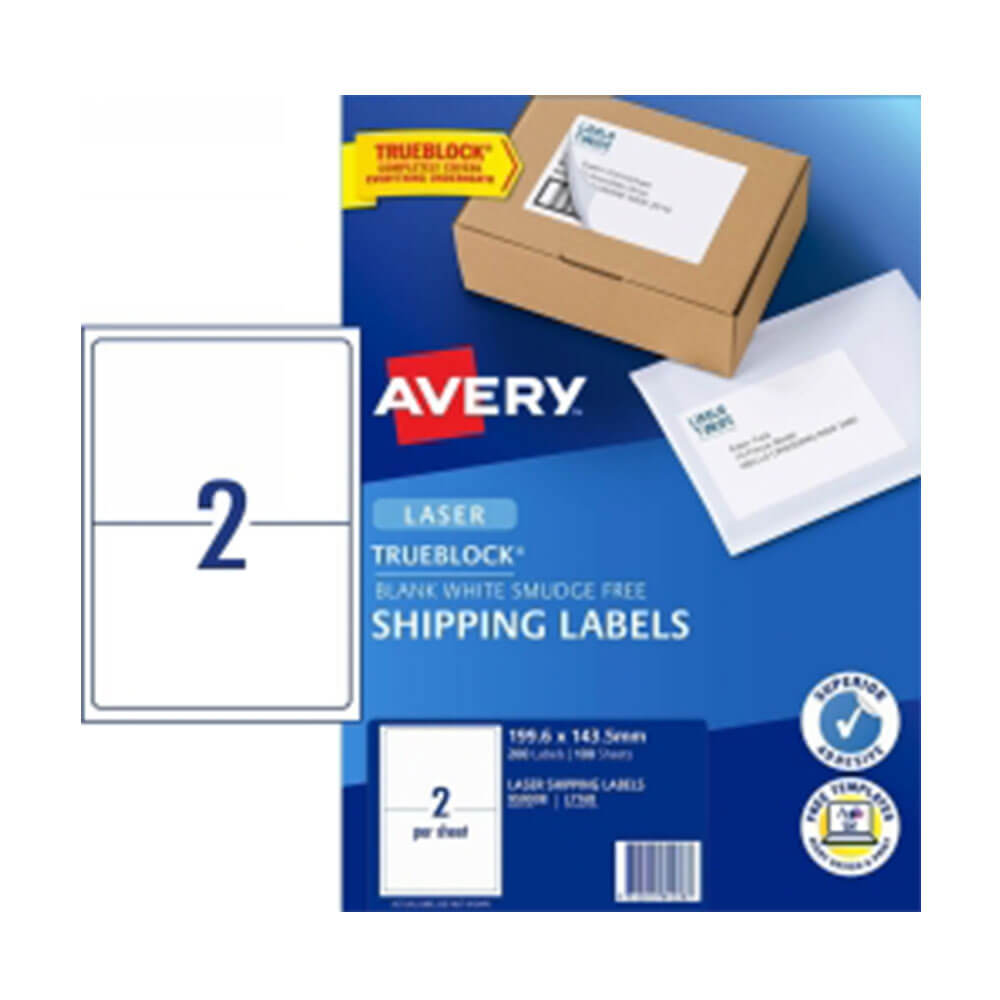 Avery Versandetiketten Weiß 100er Pack 2/sheet