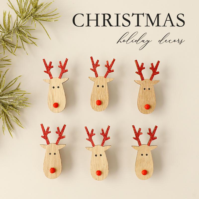 Holiday Tree Ornaments Wooden Decor With Snowflake Reindeer For Christmas Gift