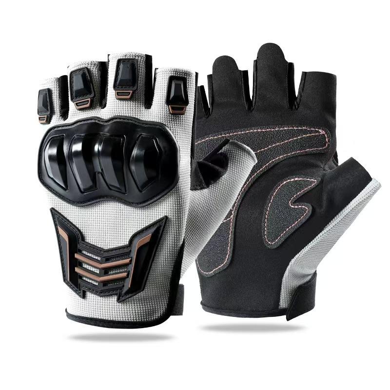 Men's Half-Finger Racing Gloves Protective Anti-Slip and Fall Breathable Riding Gloves for Outdoor Summer Motorcycling