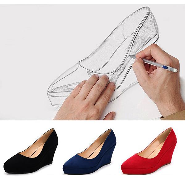 wedges heel shoes for women pointed toe slip on platform ladies high heel dress pumps work party dacning wedding shoes