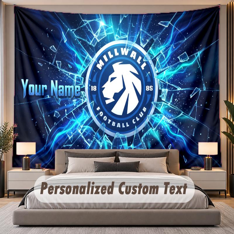 Custom Name Text Tapestry Millwall FC Personalized Polyester Wall Tapestry For Bedroom And Room