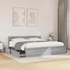 VidaXL Bed Frame with Headboard Sonoma Grey 200x200 Cm, Bedroom Furniture, Double Bed, Slatted Base, Bed, Frame 3295539