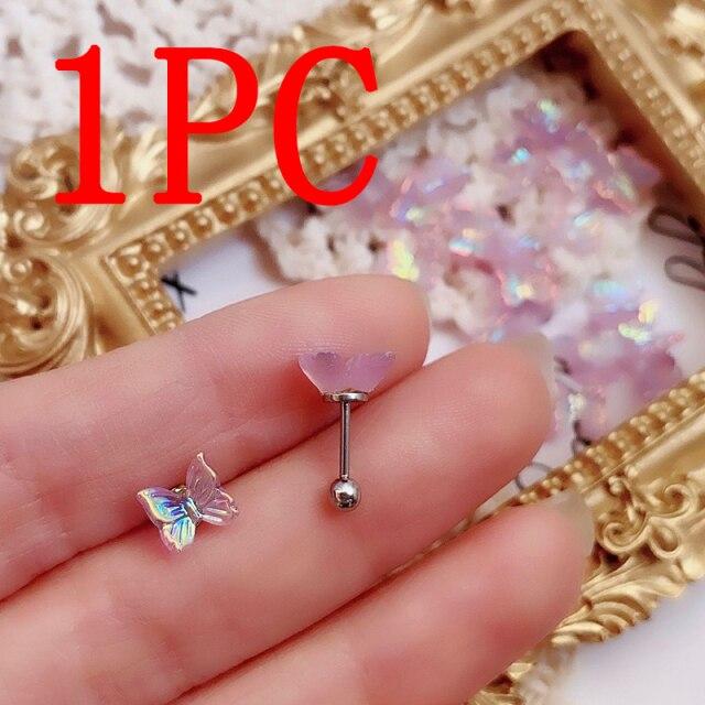 1PC Korea Cute Small Butterfly Stud Earrings For Women Girls Minimalist Cartilage Earrings Piercing Body Jewelry Gift Ins Style