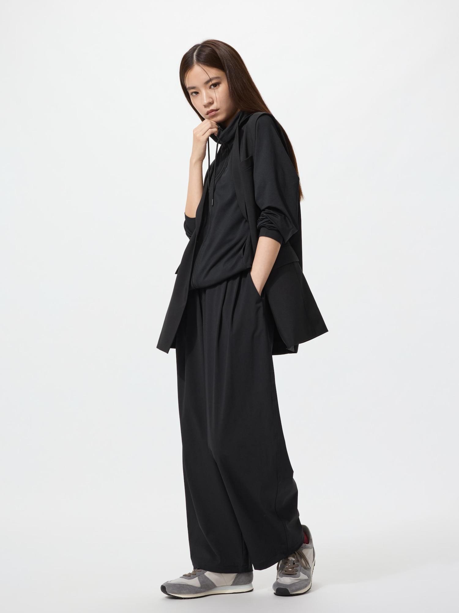Uniqlo Japan Ultra Stretch Active Широкие брюки Короткая длина 09 BLACK/XS