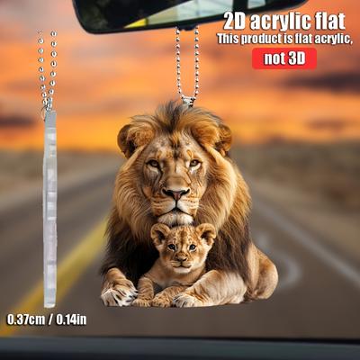 Pingente acrílico 2D plano, leão duplo - decoração para carro/casa, acessórios para mochila, chaveiro, o presente perfeito para amantes de animais
