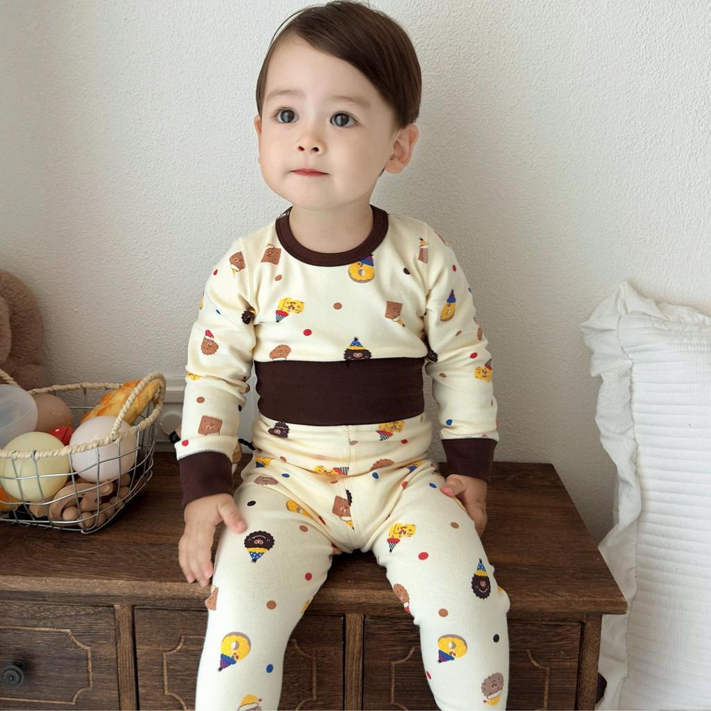 Children's Autumn Cotton Pajama Set: High Waist Cartoon Underwear & Trousers