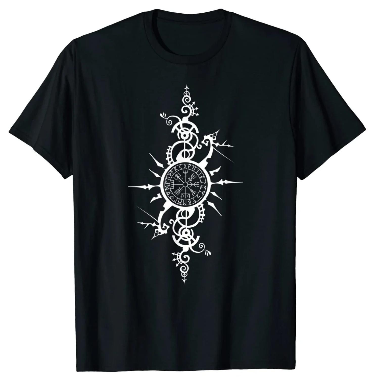 

Celtic Nordic warriors Compass Vegvisir Rune Nordic Symbol T-Shirt S чёрный