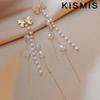 Lange Quasten-Perlenohrringe mit Schleifenknoten-Kristall-Goldanhänger für Damen Modeschmuck Lässiger Stil