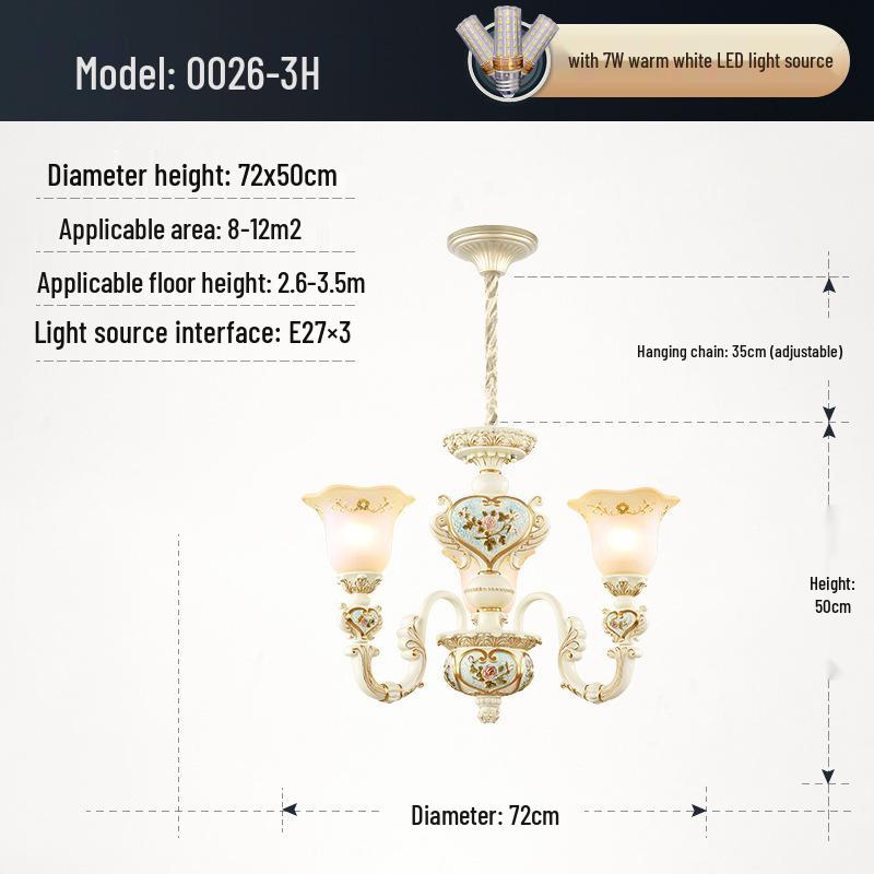 European Retro Resin Chandelier for Living Room, Restaurant, or Bedroom - Warm Atmosphere and Unique Style